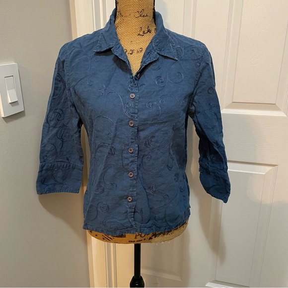 Talbots Linen Button Up - Picture 2 of 7